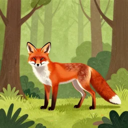 red fox in the forest drawing