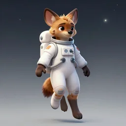 full body digital artwork of furry female hyena, in style of zootopia, fursona, furry, furaffinity, deviantart, wearing astronaut outfit, floating in space