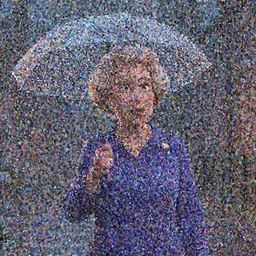 Queen Elizabeth getting caught in the rain. Pixar animation, sharp, Rendered in Redshift and Unreal Engine 5 by Greg Rutkowski, Bloom, dramatic moody high contrast lighting, dusk