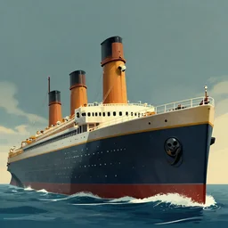alien ship rescuing the titanic ship, digital art