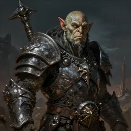 portrait of an orc lord, huge, armored, extreme fine wasteland detail background, night, sharp focus, highly detailed, detailed eyes, high quality, digital painting, hyperrealistic, by artgerm, gaston bussiere, j. c. leyendecker, craig mullins