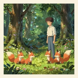Twin Peaks poster artwork by Michael Whelan and Tomer Hanuka, Rendering of a few cute foxes playing in a fairytale forest, by Makoto Shinkai and thomas kinkade, Matte painting, trending on artstation and unreal engine