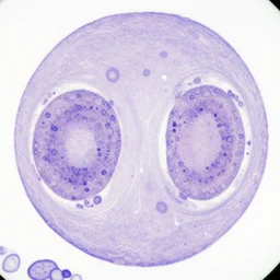 hematoxylin and eosin stained breast cells under microscope, pathology image,