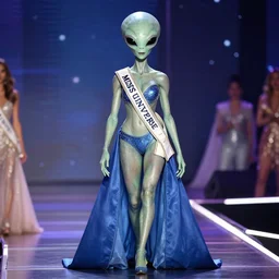 The most beautiful alien in the universe competing in a Miss Universe contest