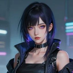 A realistic anime portrait of a beautiful cyberpunk woman, digital painting, by Stanley Artgerm Lau, Sakimichan, WLOP and Rossdraws, digtial painting, trending on ArtStation, SFW version