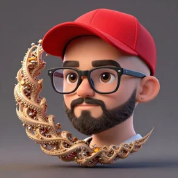 a beautiful fractal mandelbulb young cute shaved ducktail bearded middle eastern man with wayfarer glasses and red baseball cap with brown eyes by alex gray building a playing card castle, android jones, karol bak, ayami kojima, artgerm, concept art, sharp angles, robot, 3 d, octane render, 8 k, unreal engine