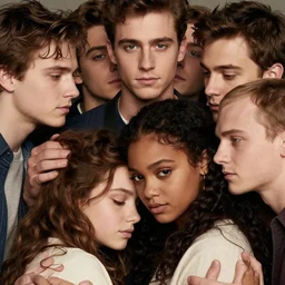 teen colin farrell hugging teen ruth negga, detailed faces, realistic faces, faces visible, lilia alvarado, sophie anderson, mark arian, bob byerley, charlie bowater, mark brooks, steve henderson, justin gerard a