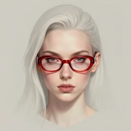 portrait of a terezi pyrope, poised, red glasses, intense emotion, detailed facial expression, detailed surroundings, minimalistic, intricate, elegant, highly detailed, centered, digital painting, artstation, concept art, smooth, sharp focus