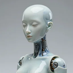 portrait of a porcelain android by karol bak. trending on artstation. partial cutout. high quality 4 k