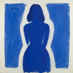 gouache painting, woman silhouette, centred, abstract, ( ( nu bleu gouache decoupee ) ), by henry matisse, gary hume