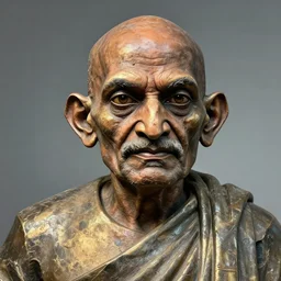 portrait of crazed!!! nuclear!!!!!! ghandi!! statue by artgerm, rhads