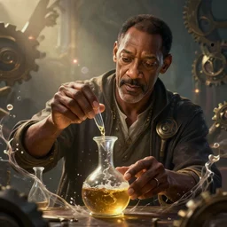 bill cosby mixing potions, alchemist, league of legends amazing splashscreen artwork, gears of war, splash art, natural light, elegant, photorealistic facial features, intricate, fantasy, detailed face, atmospheric lighting, anamorphic lens flare, cinematic lighting, league of legends splash art, hd wallpaper, ultra high details by greg rutkowski