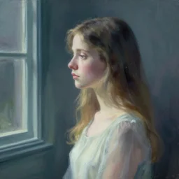an ethereal dream of a girl by edward hopper and steven outram, hd, 8 k