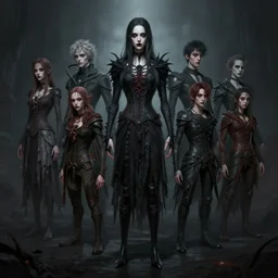 lovecraftian gothic character designs, Kim Jung Gi, Greg Rutkowski, Darek Zabrocki, Karlkka, Jayison Devadas, Phuoc Quan, trending on Artstation, 8K, ultra wide angle, pincushion lens effect