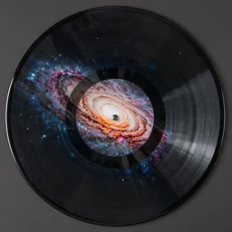 a vinyl record made of galaxy space photograph