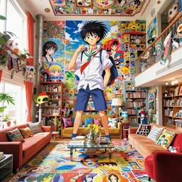 a masterpiece interior design, maximalist, in the style of anime summer wars and noriyoshi ohrai, highly detailed, digital painting, sharp focus,