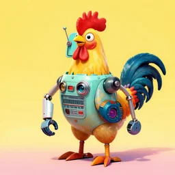 ( ( ( ( ( 1 9 5 0 s retro future robot rooster. colourful. ) ) ) ) ) by jean - baptiste monge!!!!!!!!!!!!!!!!!!!!!!!!!!!!!!