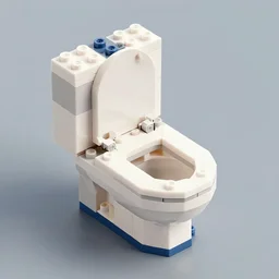 Functional Toilet Built With Legos, Top View, Photorealistic