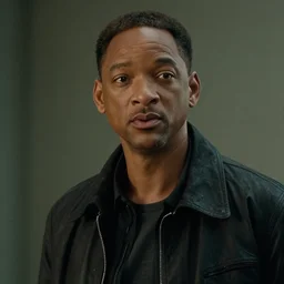 a still from blade runner 2 0 4 7 with will smith as the main characer