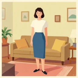 low poly risograph grainy drawing vintage advertising, wes anderson color palette, james gilleard full body character portrait, simplified woman in her livingroom, full body portrait, very low poly, 1 9 6 0, kodak, with, natural colors, painting by james gilleard moebius and satoshi kon and dirk dzimirsky