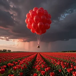 field of red balloons