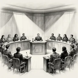 courtroom sketch of Alex jones in a kangaroo court
