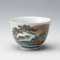 astonishing japanese tea cup with amazing artwork on the side, product shoot, studio lighting