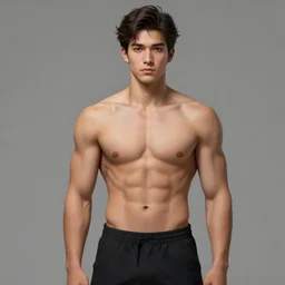 an artistic character model design of a very handsome young masculine man