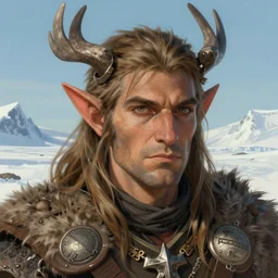 a close - up headshot illustration portrait of an human druid standing on artic tundra, d & d character portrait, pathfinder, art by keith parkinson and greg rutkowski and frank frazetta
