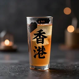 generative design japanese futuristic alcohol drink design, kanji decals, black and orange colour palette, octane render, bokeh, depth of field, product shot