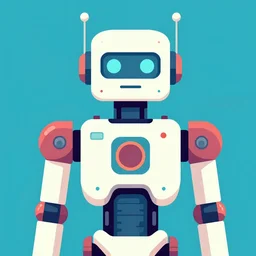 a portrait of a robot in retro colors, synthwave style, 2 d digital vector art