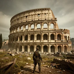 Rome in ruins post-nuclear war in Fallout 4, in game screenshot