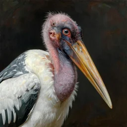portrait of a marabou stork!!!!!!!!!!!!!!!!!!!!!!!!!!!, detailed face, detailed painting, epic lighting, by ilya repin, phil hale and kent williams