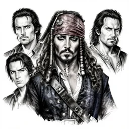 highly detailed ink portrait photo illustration of marshall d teach blackbeard, unreal engine, octane render, b & w clean shaped illustration by kim jung gi, ric estrada, ron english and eiichiro oda