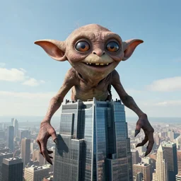 gollum the size of a skyscraper