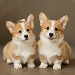 adorable corgi puppies, painting by gaston bussiere, craig mullins