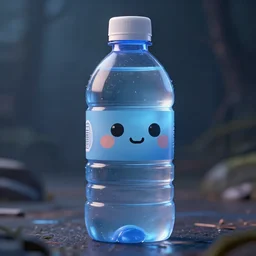 cute lil plastic bottle character, anthropomorphic water bottle, close - up portrait, 3 d pixar style, trending on arstation octane rendered in 8 k unreal engine 5, cinematic and dramatic, gloomy, mystic and magical, fantastic and whimsical
