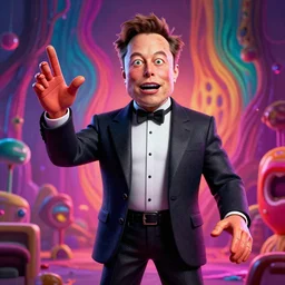 the world's richest man is a ventriloquist dummy from hell!, psychedelic horror trip, elon musk! as the puppet master, trending on artstation, photorealism, vibrant colors, digital art, octane render