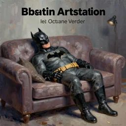 digital art of batman sleeping on couch, trending on Artstation, oil on can is octane render
