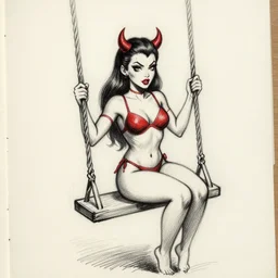 Devil Woman on a swing, sketch