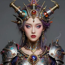 legal kind colorful female sacred organ holy knights dream machinery ji western world studio portrait ridiculous beauty, elegant, young sexy elegant woman, super fine surrealist detail facial illustration by kim