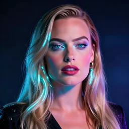 margot robbie as neon led art, hyper detailed, award winning