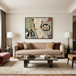 gucci style trend art living room renderings,