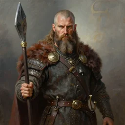 a portrait painting of a viking warrior, digital painting, hyper realistic, nordic mythology, full of details, in the style if greg rutkowski,