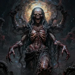 the transcendent being embodying obscenity, photorealistic, detailed photography, divinity, awful, cosmic horror, religious art