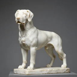 statue of a dog, white marble, by Gian Lorenzo Bernini