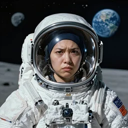 portrait of lee chae - rin in a spacesuit frowning, moon base with earth in the night sky, artgerm, ilya kuvshinov, krenz cushart, ruan jia, realism, ultra detailed, 8 k resolution