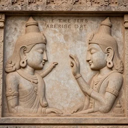mural of ancient vimana encounter, bhagavad gita, charles abel corwin, frank lloyd wright, don ivan punchatz, highly detailed, hyper realism, sharp focus, detailed faces