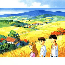 colorful art landscape by kentaro miura and yoji shinkawa and takehiko inoue and kim jung gi