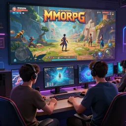 Next-generation computer gaming experience. Online MMORPG. Beautiful graphics. Coolest addicting game. 2023.